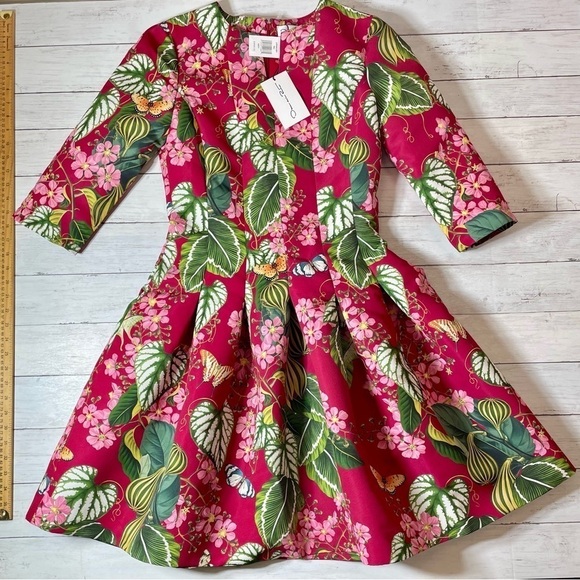 Oscar de la Renta
Ruby Mixed Botanical Split Neck Flare Dress - Picture 10 of 16